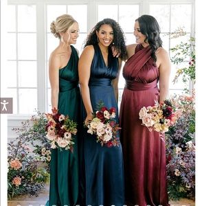 Revelry Satin Devon Convertible Bridesmaid Dress - Terracotta Rust